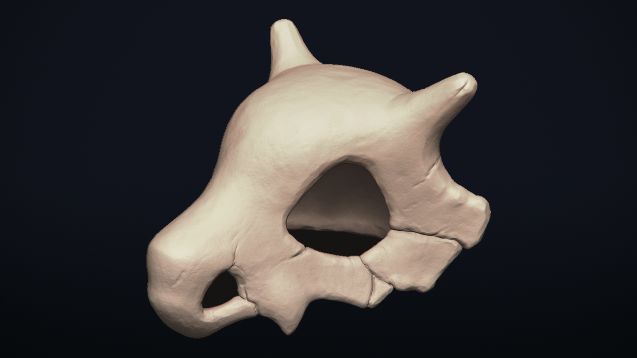 Cubone Skull Replica 3D Print: Pokémon-inspired Decor Bone Sculpture